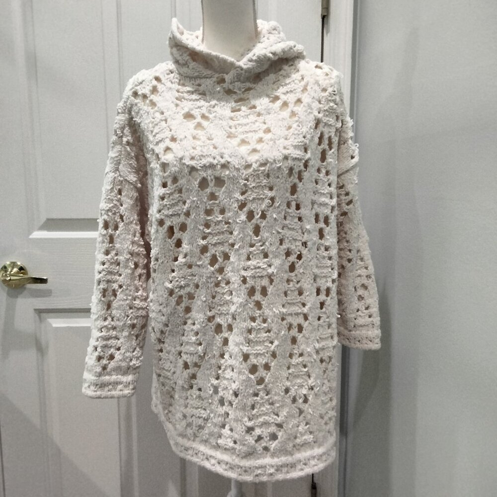525 America Open Crocheted Hooded Sweater, Vintage, NWOT